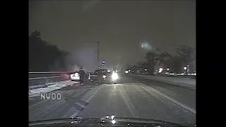 Dash cam Wyoming officer hit while responding to crash [upl. by Attennek]