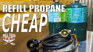 Refill 1lb propane canisters for cheap amp its easy Adapter Review [upl. by Bendicty]