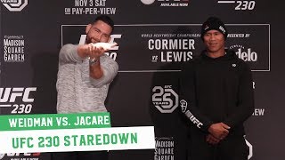 Chris Weidman vs Jacare Souza Staredown  UFC 230 Media Day [upl. by Keene910]