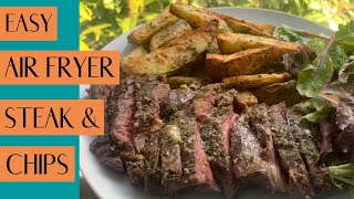 Easy Air Fryer Steak amp Chips in Under 30 Minutes  Easy Air Fried Steak amp Chips [upl. by Acim480]