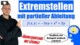 Extremstellen partielle Ableitung Beispiel einfach erklärt [upl. by Purse]