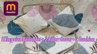 Meesho bedsheet  King size Bedsheet  2 Pillow Covers  2 Cushion [upl. by Asset]