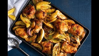 Cuisses de poulet rôties au four avec fenouil et pommes de terre [upl. by Oizirbaf]