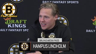 Hampus Lindholm on Bruins DEBUT McAvoy Paring  Bruins Postgame [upl. by Eglantine66]