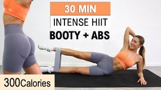 30 Min ABS  BOOTY HIIT Workout  Resistance Band Burn 300 Calories No Repeat Warm Up  Cool Down [upl. by Haugen]