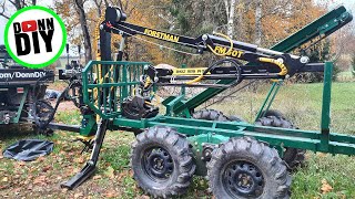 Hydraulic Crane Install On Homemade 4x4 Timber Trailer  FM50T [upl. by Ithnan]