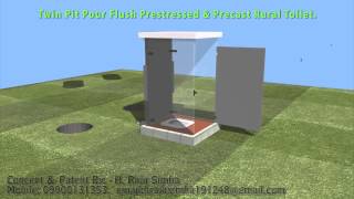 Twin Pit pour flush Prestressed and Precast toilet [upl. by Aynna]