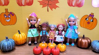 Thanksgiving flying turkey  Elsa amp Anna toddlers  Barbie dolls [upl. by Rasaec]