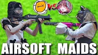 DUELO de MAIDS en AIRSOFT 🔥 ▬ JUSTNOVA vs EMIKUKIS IRL❗️ 😳 ▬ SSR9 NOVRITSCH [upl. by Anisamoht]