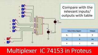 Multiplexer logic IC 74153 in Proteus tutorial [upl. by Combe836]