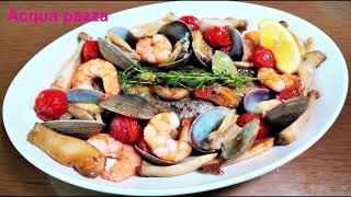 Acqua pazza aquapazza 🐟🦐🍅🍄 seabream fishrecipe [upl. by Rossuck]