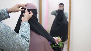 How to were two part niqab  Part 2  Abaya Collection  Niqab  Hijab [upl. by Anaz]