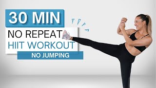 30 min NO REPEAT HIIT WORKOUT  No Jumping  Full Body [upl. by Palua641]