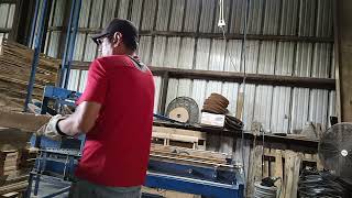 building pallets from recycled wood on the pallet machine [upl. by Derrek961]