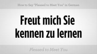 Say quotPleased to Meet Youquot in German  German Lessons [upl. by Gahl]