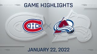 NHL Highlights  Canadiens vs Avalanche  Jan 22 2022 [upl. by Eehc]