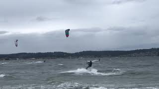 Kiteboarding Start to Take Off and Jumps in Whidbey Island off of Washington State [upl. by Cedell804]