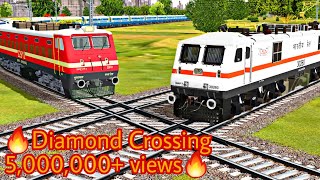 Two Trains crossing each other at Indias Famous Diamond Crossing of Indian Railways [upl. by Kcirevam]