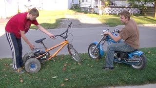 Mini Chopper Vs Homemade 4hp Trike [upl. by Nnayelsel]