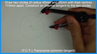 Transverse common tangent  Internal tangent  Engineering drawing Technical drawing [upl. by Asilam]