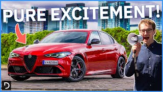 The Alfa Romeo Giulia QV Is The BEST Sports Sedan On The Market And Heres Why  Drivecomau [upl. by Zedecrem]