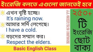 অনর্গল ইংরেজি বলতে ২৫০ টি বাছাই করা বাক্য  Short Sentences for Spoken English  Bengali to English [upl. by Eedyaj693]