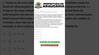 PARTE 1 FAFIPA  CONCURSO Araucária Paraná  REDES DE COMPUTADORES [upl. by Nolat]