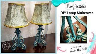 DIY Lampshade Makeover on Iron Lamp Design with Decoupage Paper and Crackle Texture Paint [upl. by Atenahs]