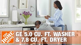 GE 50 Cu Ft Washer amp 78 Cu Ft Dryer  The Home Depot [upl. by Akimik208]