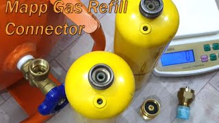 How to refill mapp gas cylinder with adaptor  propane gas rmapp gas Brazing welding refill [upl. by Neerol]