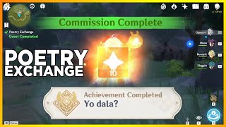 POETRY EXCHANGE Genshin Impact YO DALA Achievement Completed Quick Guide Ella Musk [upl. by Ambur]