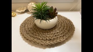 Round jute crochet placemat tutorial [upl. by Hayilaa]