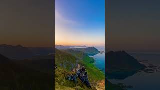 Is this paradise On top of the Lofoten Islands Norway☀️ [upl. by Etnoek]