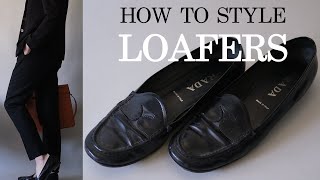 How to Style Loafers  5 Outfits  Vintage PRADA [upl. by Ahsait]