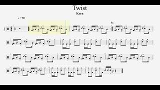 Korn  Twist drum tab score sheet music [upl. by Rohpotsirhc]