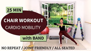 25 MIN CHAIR EXERCISES for Weight Loss and Mobility WITH BAND  ALL SEATED WORKOUT  JOINT FRIENDLY [upl. by Brie]