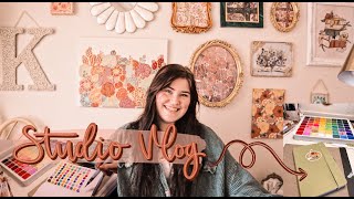 art studio vlog  grwm trying gouache paint rambling painting  ktscanvases [upl. by Kloman]