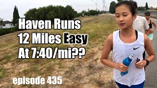 Haven Runs 12 Miles Easy at 740mi marathon running marathontraining [upl. by Eeznyl]