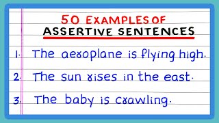 ASSERTIVE SENTENCES  5  10  20  30  50 EXAMPLES OF ASSERTIVE SENTENCES [upl. by Garnet]