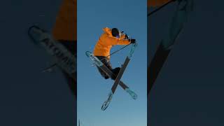 How to Tail Grab on Skis  shorts [upl. by Annaoy]