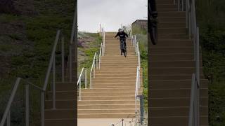 Urban MTB staircase send… I ALMOST CRASHED 😱👀 godisgood mountainbike downhillmtb mtbfun [upl. by Eadas]