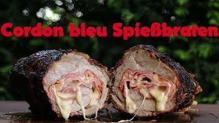 3 KG Cordon bleu Braten am Spieß auf dem Kugelgrill grillen  Spießbraten [upl. by Buatti]