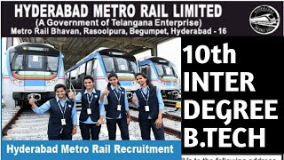 Hyderabad Metro Rail Recruitment 2019  Metro Station Jobs In Hyderabad  Execuitive Jobs In Metro [upl. by Eenhat]