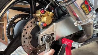 Honda CBR 929 RR Fireblade Brake Pads amp Disc Replacement Rear [upl. by Yrrad]