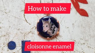 How to make a cloisonne enamel wolf pendant made out of copper fine silver wires and glass enamel [upl. by Vahe]