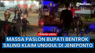 Saling Klaim Kemenangan dari Hasil Quick Count Massa Paslon di Jeneponto Bentrok [upl. by Bria]