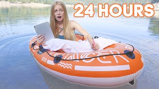 Surviving 24 HOURS Overnight ON A LAKE Challenge [upl. by Lleira]