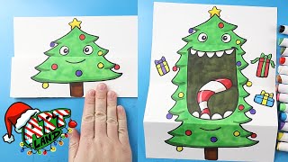 How to Draw a Christmas Tree Surprise Fold 🎄 [upl. by Hooker]