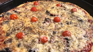 RECETTE PIZZA MAISON CHAMPIGNONS OLIVES SALAMI  Rims Cook [upl. by Aicerg]