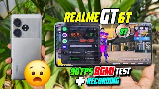 ⚡️Realme gt 6t BGMI testAfter update 90 FPS with screen record😬  Realme gt Battery drain test⚡️ [upl. by Laith]